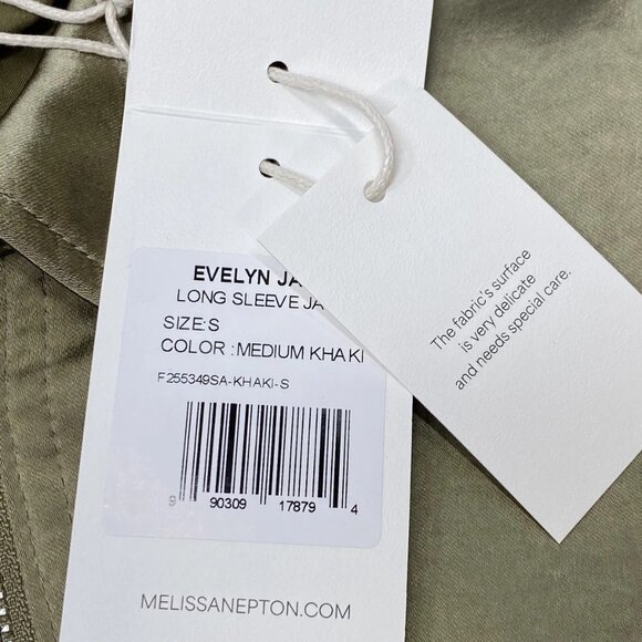 Melissa Nepton Women’s Evelyn Satin Bomber Jacket Size S Khaki Green - Picture 3 of 8